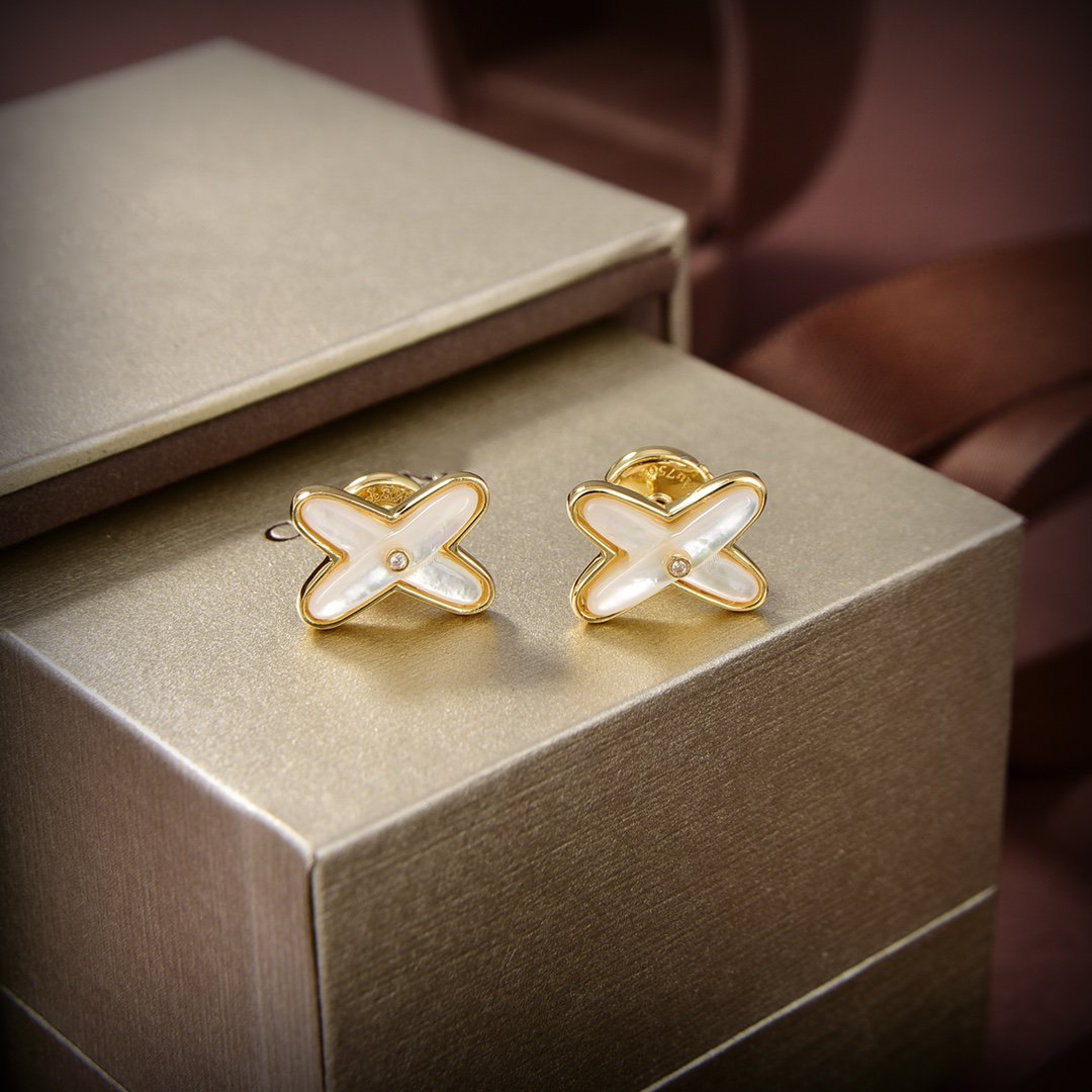 [Kismet Jewels ]JEUX DE WHITE MOP GOLD DIAMOND EARRINGS