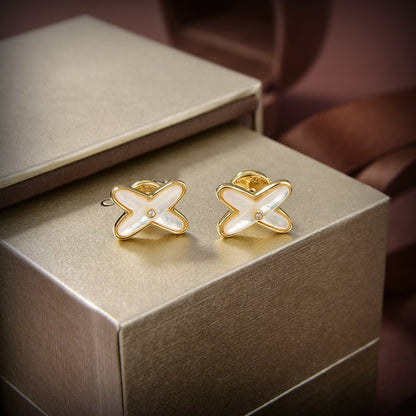 [Kismet Jewels ]JEUX DE WHITE MOP GOLD DIAMOND EARRINGS