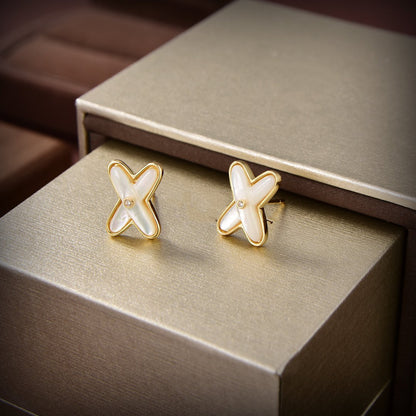 [Kismet Jewels ]JEUX DE WHITE MOP GOLD DIAMOND EARRINGS