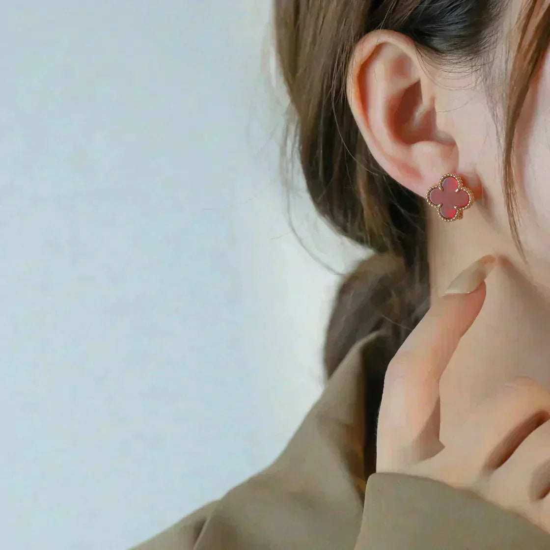 [Kismet Jewels ]CLOVER MEDIUM 1 MOTIFS CARNELIAN  EARRINGS