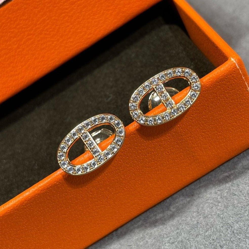 [Kismet Jewels ]HM FULL DIAMOND PIG NOSE STUD EARRINGS