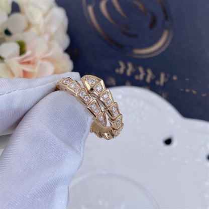 [Kismet Jewels ]SERPENTI RING PINK GOLD DIAMOND PAVED 4MM