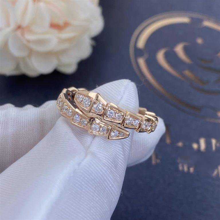 [Kismet Jewels ]SERPENTI RING PINK GOLD DIAMOND PAVED 4MM