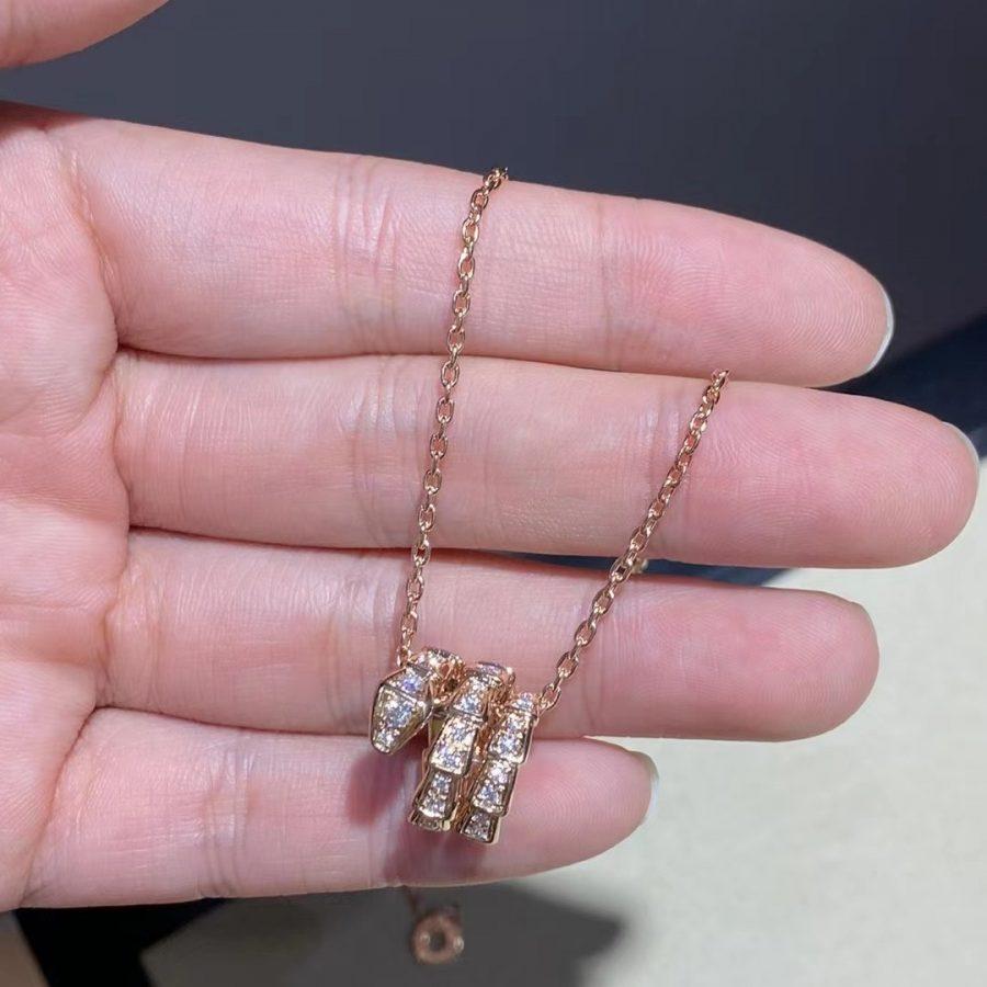 [Kismet Jewels ]SERPENTI PINK GOLD NECKLACE DOUBLE RING DIAMOND