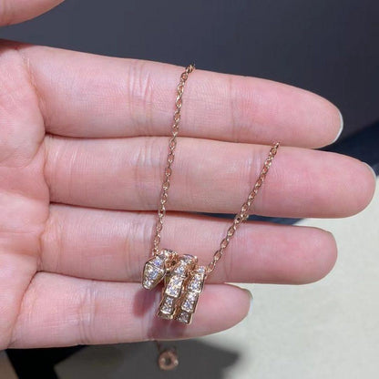 [Kismet Jewels ]SERPENTI PINK GOLD NECKLACE DOUBLE RING DIAMOND