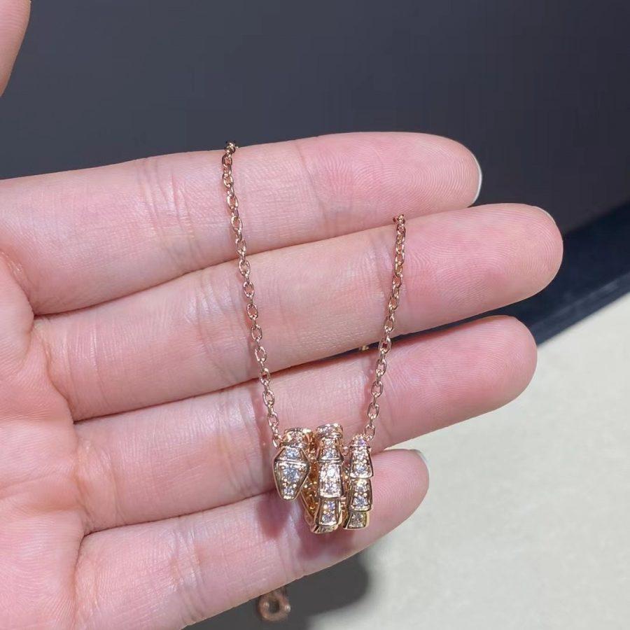 [Kismet Jewels ]SERPENTI PINK GOLD NECKLACE DOUBLE RING DIAMOND
