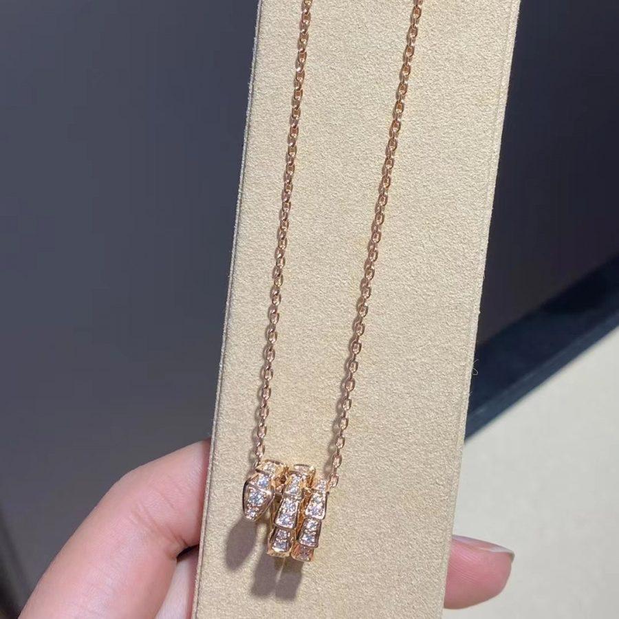 [Kismet Jewels ]SERPENTI PINK GOLD NECKLACE DOUBLE RING DIAMOND