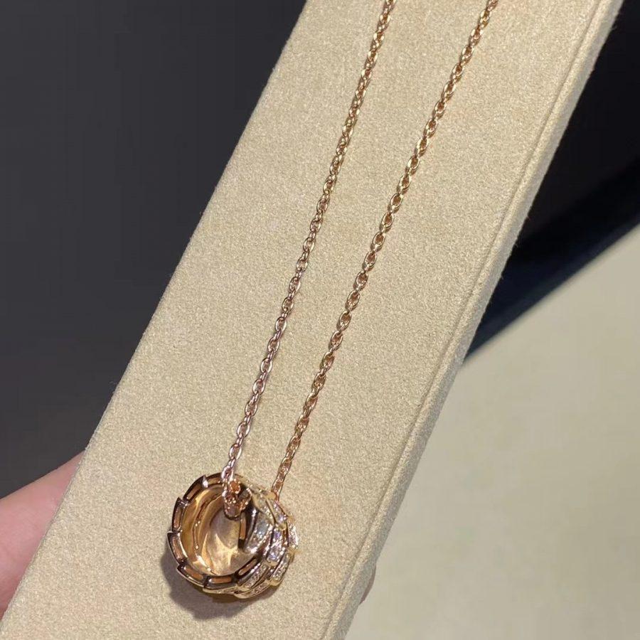 [Kismet Jewels ]SERPENTI PINK GOLD NECKLACE DOUBLE RING DIAMOND