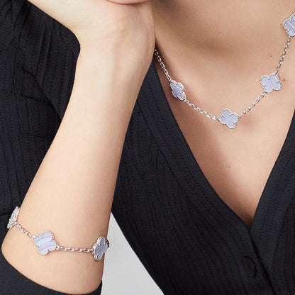 [Kismet Jewels ]CLOVER 10 MOTIFS BLUE CHALCEDONY NECKLACE