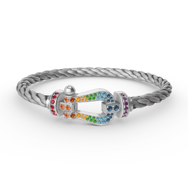 [Kismet Jewels ]FORC LARGE HORSESHOE  COLORED DIAMOND BRACELET SILVER