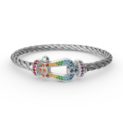 [Kismet Jewels ]FORC LARGE HORSESHOE  COLORED DIAMOND BRACELET SILVER