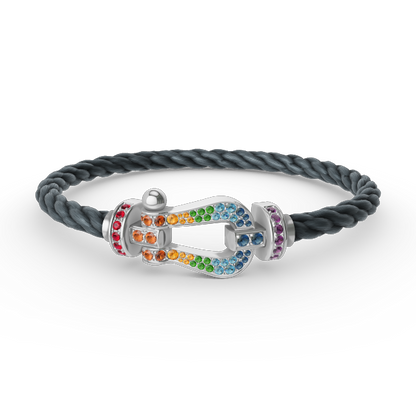 [Kismet Jewels ]FORC LARGE HORSESHOE  COLORED DIAMOND BRACELET SILVER