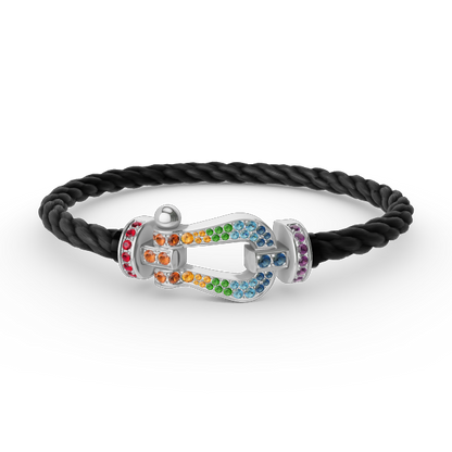 [Kismet Jewels ]FORC LARGE HORSESHOE  COLORED DIAMOND BRACELET SILVER