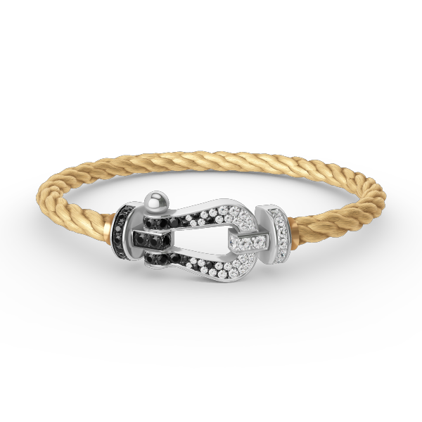 [Kismet Jewels ]FORCE LARGE HORSESHOE BLACK WHITE DIAMOND BRACELET SILVER