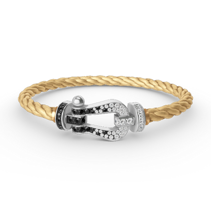 [Kismet Jewels ]FORCE LARGE HORSESHOE BLACK WHITE DIAMOND BRACELET SILVER