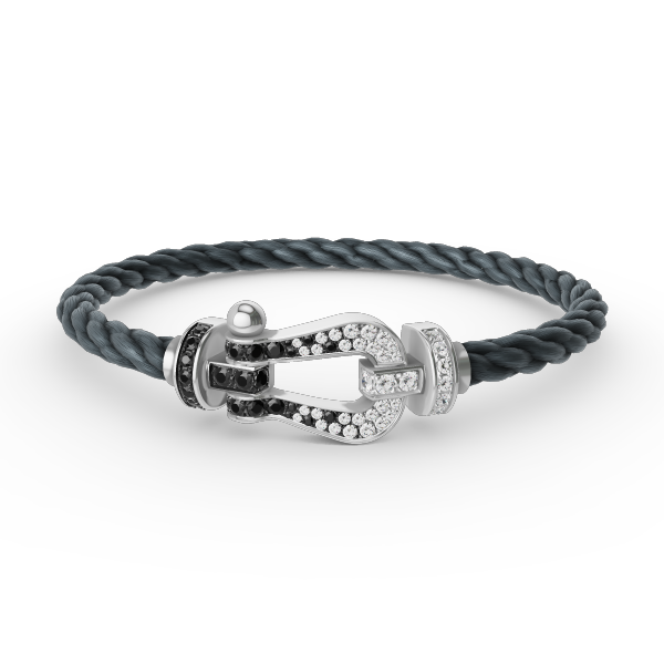 [Kismet Jewels ]FORCE LARGE HORSESHOE BLACK WHITE DIAMOND BRACELET SILVER