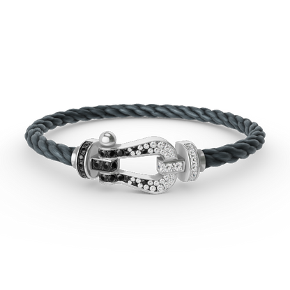 [Kismet Jewels ]FORCE LARGE HORSESHOE BLACK WHITE DIAMOND BRACELET SILVER