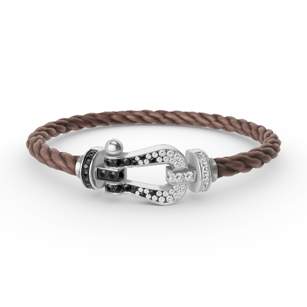 [Kismet Jewels ]FORCE LARGE HORSESHOE BLACK WHITE DIAMOND BRACELET SILVER