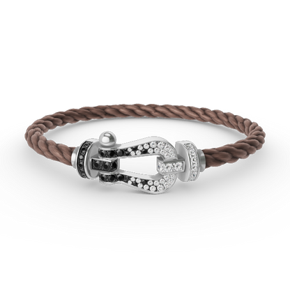 [Kismet Jewels ]FORCE LARGE HORSESHOE BLACK WHITE DIAMOND BRACELET SILVER
