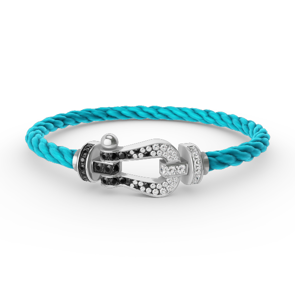 [Kismet Jewels ]FORCE LARGE HORSESHOE BLACK WHITE DIAMOND BRACELET SILVER