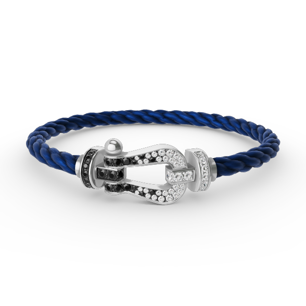 [Kismet Jewels ]FORCE LARGE HORSESHOE BLACK WHITE DIAMOND BRACELET SILVER
