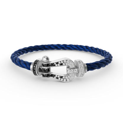 [Kismet Jewels ]FORCE LARGE HORSESHOE BLACK WHITE DIAMOND BRACELET SILVER