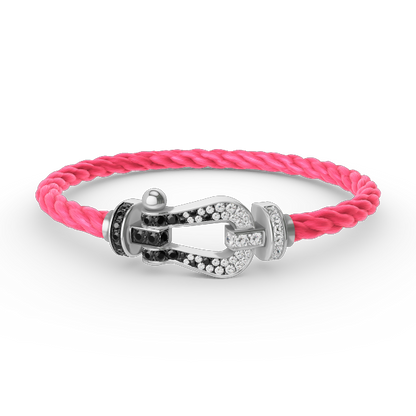 [Kismet Jewels ]FORCE LARGE HORSESHOE BLACK WHITE DIAMOND BRACELET SILVER
