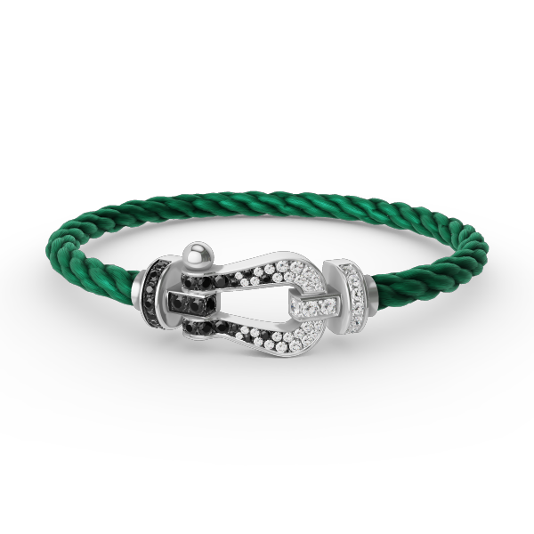 [Kismet Jewels ]FORCE LARGE HORSESHOE BLACK WHITE DIAMOND BRACELET SILVER