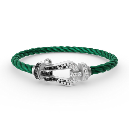 [Kismet Jewels ]FORCE LARGE HORSESHOE BLACK WHITE DIAMOND BRACELET SILVER
