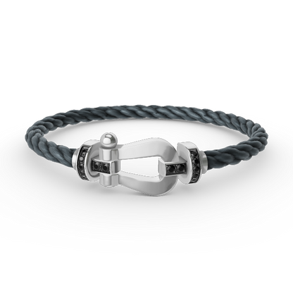 [Kismet Jewels ]FORCE LARGE HORSESHOE BLACK DIAMOND BRACELET SILVER