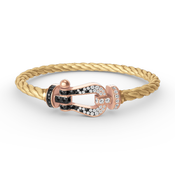 [Kismet Jewels ]FORCE LARGE HORSESHOE BLACK WHITE DIAMOND BRACELET ROSE GOLD