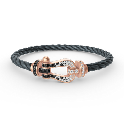 [Kismet Jewels ]FORCE LARGE HORSESHOE BLACK WHITE DIAMOND BRACELET ROSE GOLD