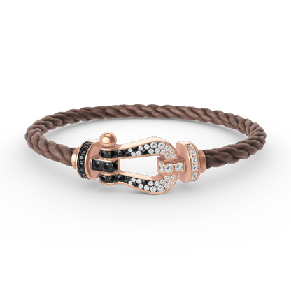 [Kismet Jewels ]FORCE LARGE HORSESHOE BLACK WHITE DIAMOND BRACELET ROSE GOLD
