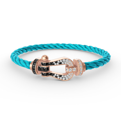 [Kismet Jewels ]FORCE LARGE HORSESHOE BLACK WHITE DIAMOND BRACELET ROSE GOLD