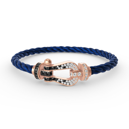 [Kismet Jewels ]FORCE LARGE HORSESHOE BLACK WHITE DIAMOND BRACELET ROSE GOLD
