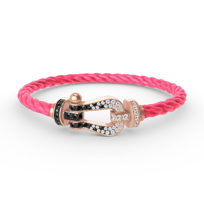 [Kismet Jewels ]FORCE LARGE HORSESHOE BLACK WHITE DIAMOND BRACELET ROSE GOLD