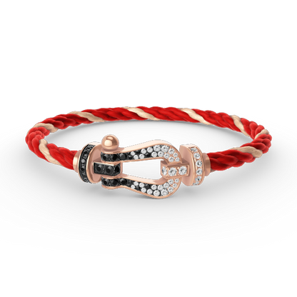 [Kismet Jewels ]FORCE LARGE HORSESHOE BLACK WHITE DIAMOND BRACELET ROSE GOLD