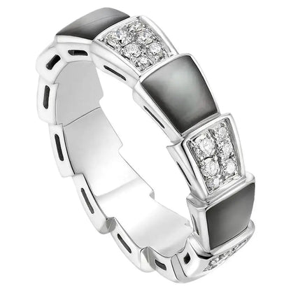 [Kismet Jewels ]SERPENTI RING SILVER DIAMOND BLACK MOP 4MM