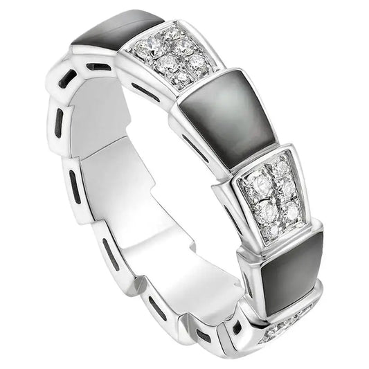 [Kismet Jewels ]SERPENTI RING SILVER DIAMOND BLACK MOP 4MM