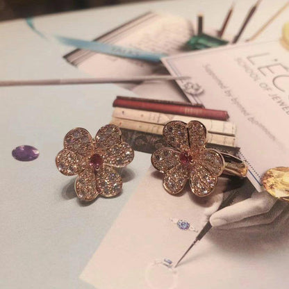 [Kismet Jewels ]FRIVOLE PINK GOLD FLOWER DIAMOND EARRINGS