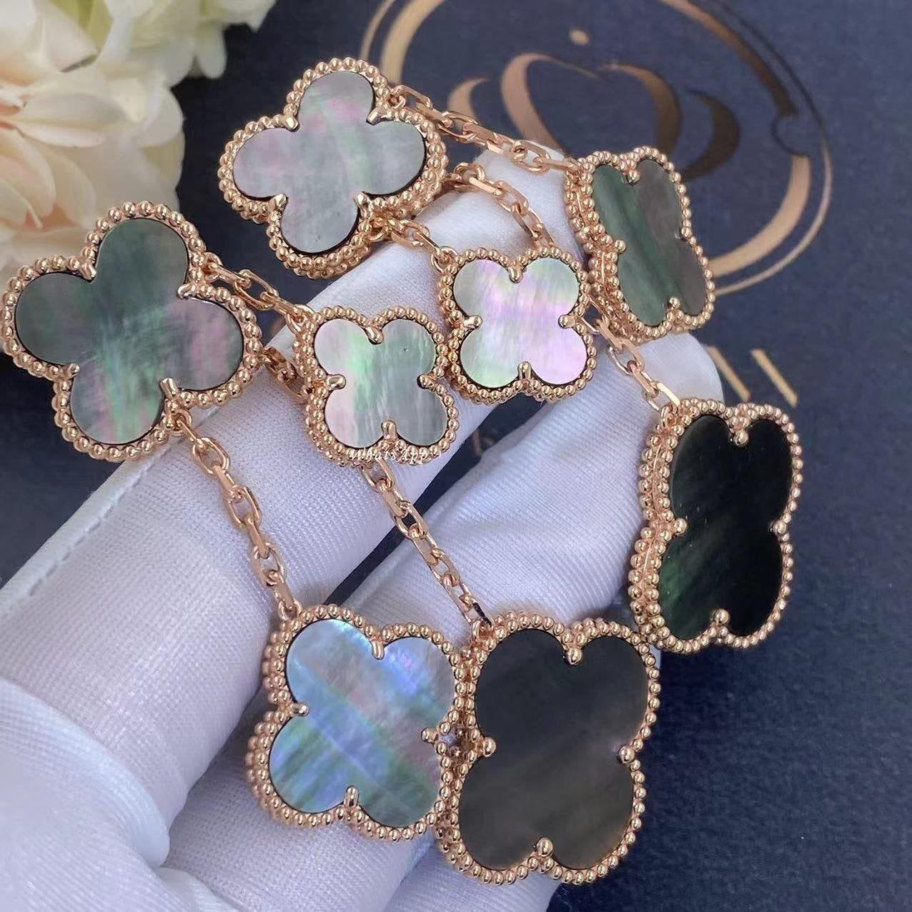 [Kismet Jewels ]CLOVER EARRINGS DARK MOP 4 MOTIFS ROSE GOLD
