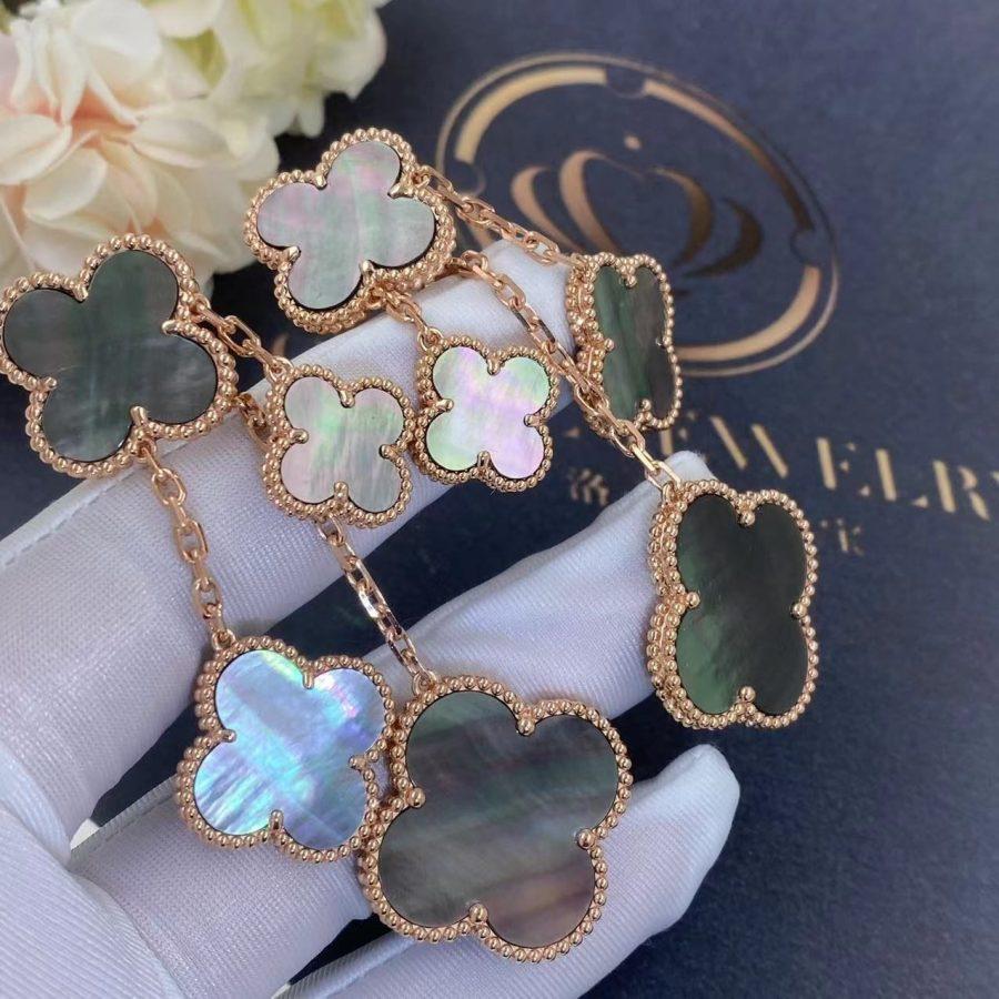 [Kismet Jewels ]CLOVER EARRINGS DARK MOP 4 MOTIFS ROSE GOLD