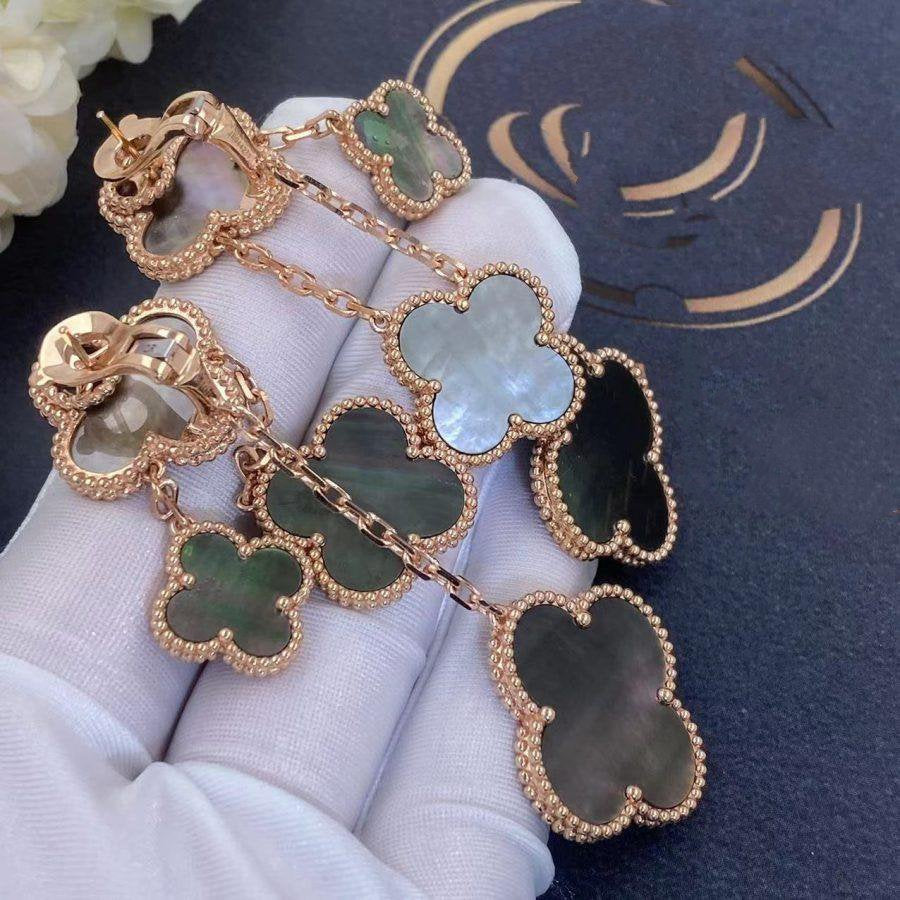 [Kismet Jewels ]CLOVER EARRINGS DARK MOP 4 MOTIFS ROSE GOLD