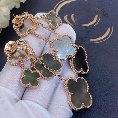 [Kismet Jewels ]CLOVER EARRINGS DARK MOP 4 MOTIFS ROSE GOLD