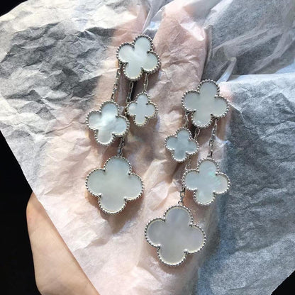 [Kismet Jewels ]CLOVER EARRINGS WHITE MOP 4 MOTIFS SILVER