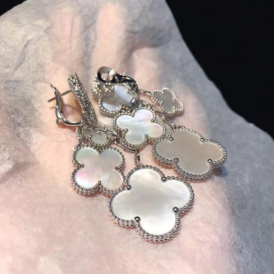 [Kismet Jewels ]CLOVER EARRINGS WHITE MOP 4 MOTIFS SILVER