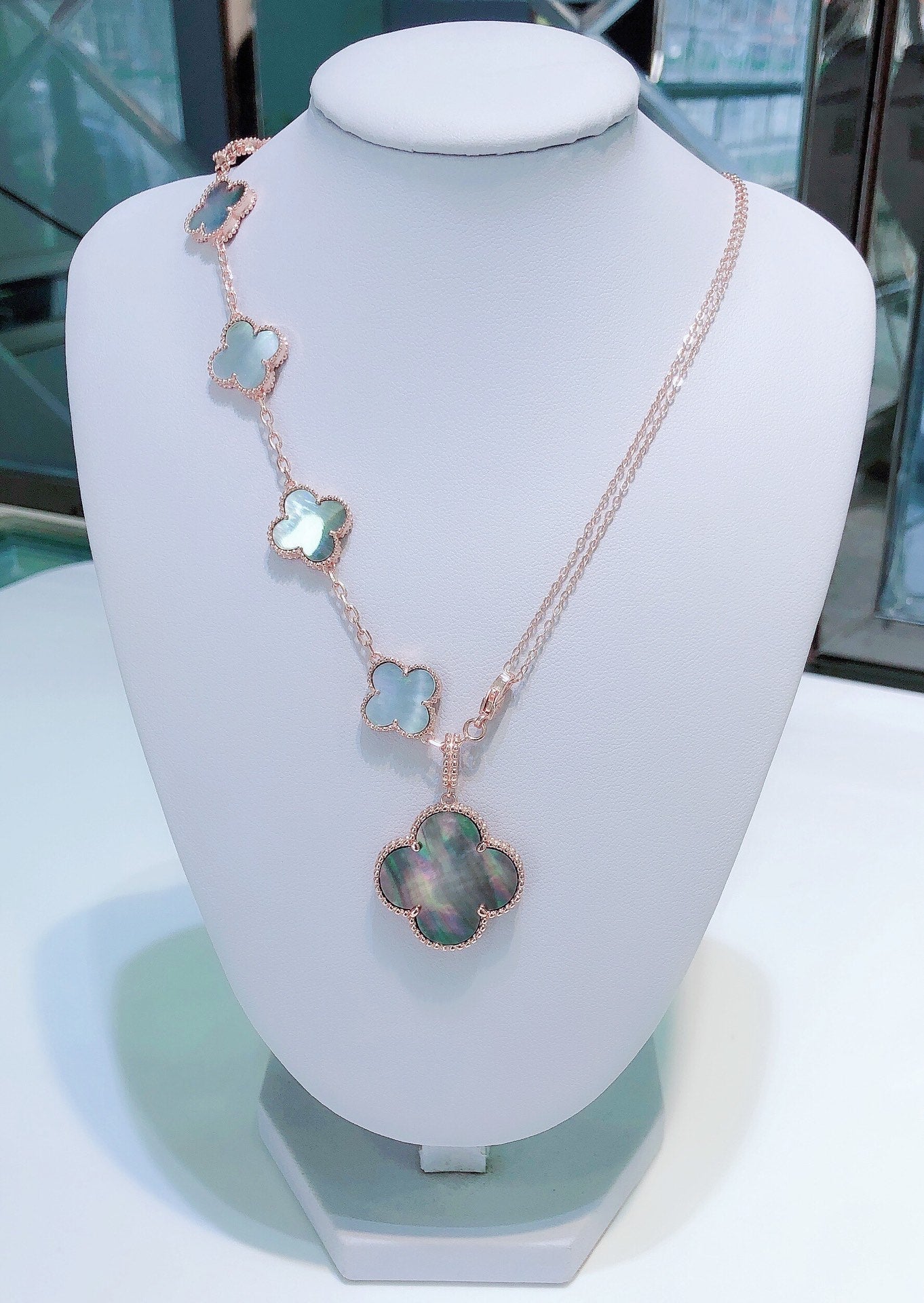 [Kismet Jewels ]COMBINED BRACELET 5 MOTIFS AND NECKLACE DARK MOP ROSE GOLD