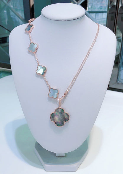 [Kismet Jewels ]COMBINED BRACELET 5 MOTIFS AND NECKLACE DARK MOP ROSE GOLD