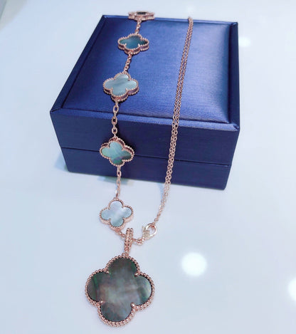 [Kismet Jewels ]COMBINED BRACELET 5 MOTIFS AND NECKLACE DARK MOP ROSE GOLD
