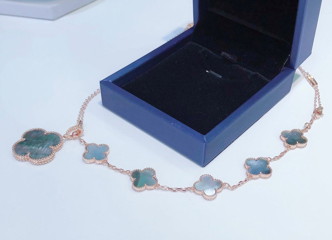 [Kismet Jewels ]COMBINED BRACELET 5 MOTIFS AND NECKLACE DARK MOP ROSE GOLD